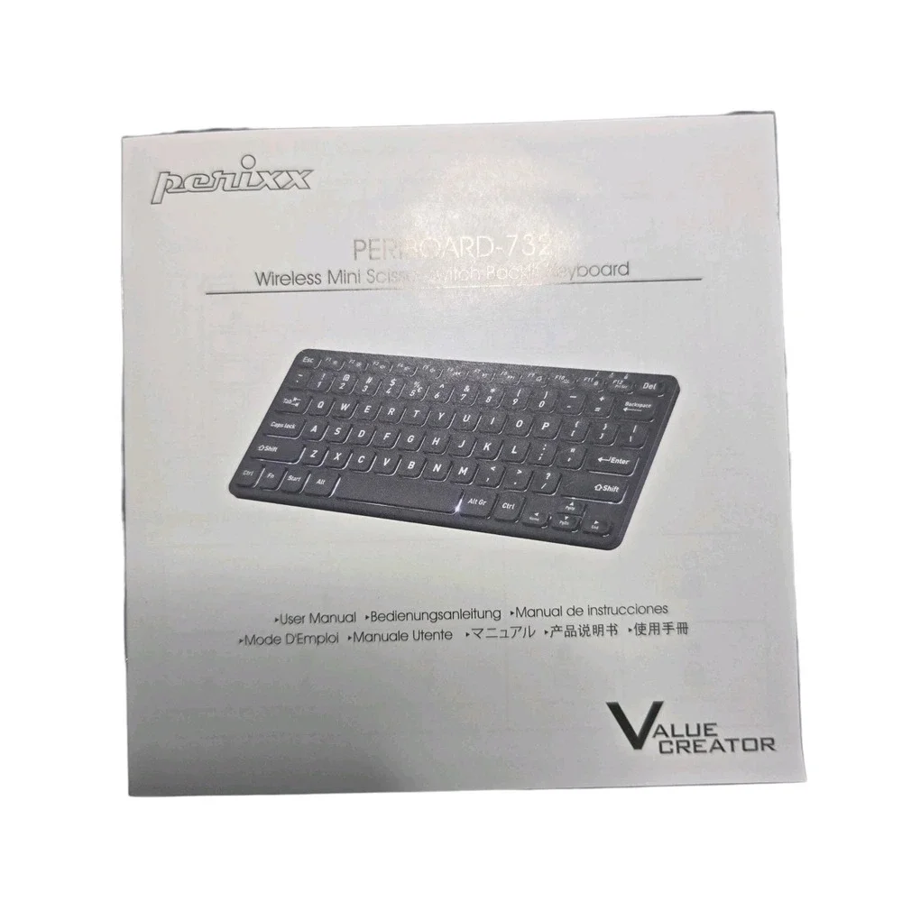 PERIBOARD-732B Wireless Backlit Mini Keyboard - X Type Scissor Keys Black